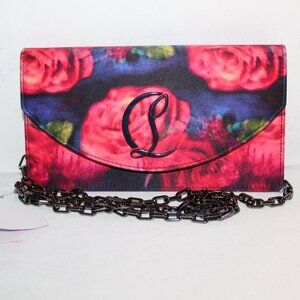 NEW CHRISTIAN LOUBOUTIN Loubi54 Rose Print Clutch Crossbody